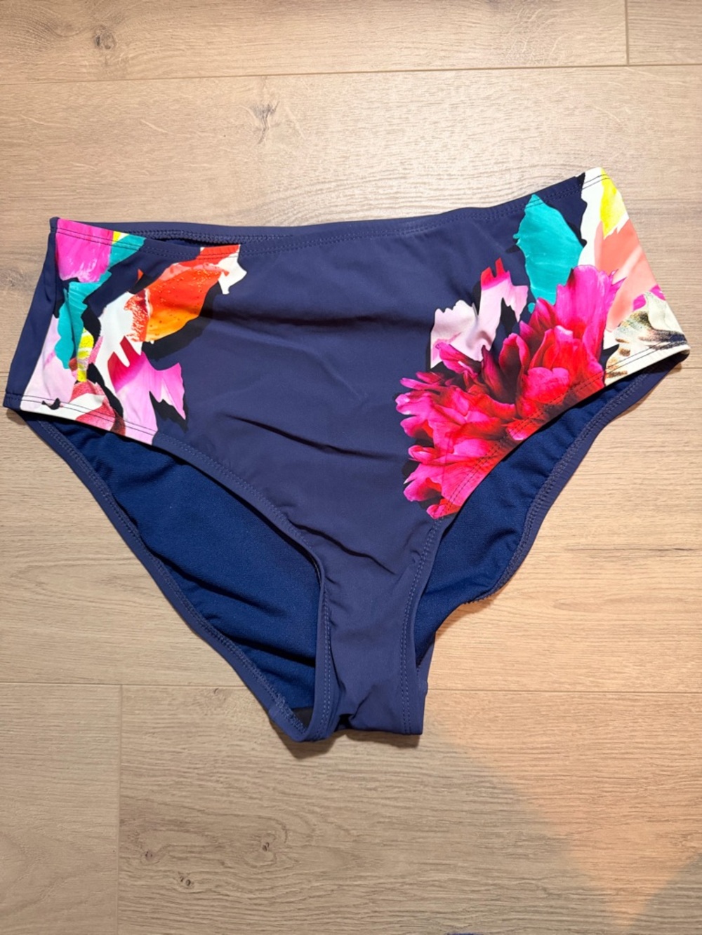 Kenneth Cole navy and floral high waist bottom. Medium